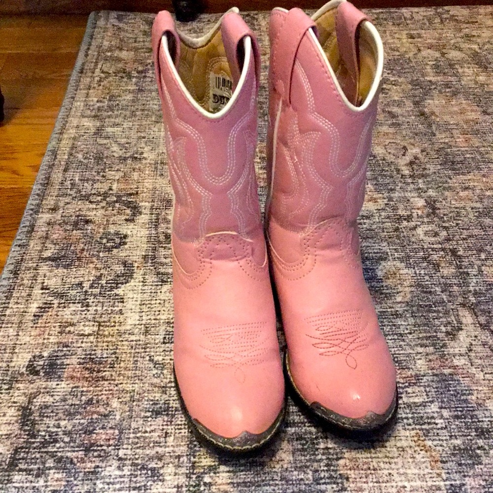 Little girls Durango pink leather boots 10